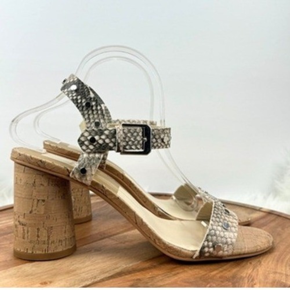 Dolce Vita Jalina Sandals Womens 9 Snakeskin Print Excellent Studded Cork Block